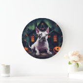 Bull Terrier Pumpkins Halloween Beängstigend Große Wanduhr (Zuhause)