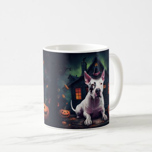 Bull Terrier Pumpkins Halloween Beängstigend Kaffeetasse (VorderseiteRechts)