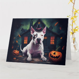 Bull Terrier Pumpkins Halloween Beängstigend Karte