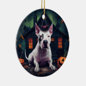 Bull Terrier Pumpkins Halloween Beängstigend Keramik Ornament (Rechts)