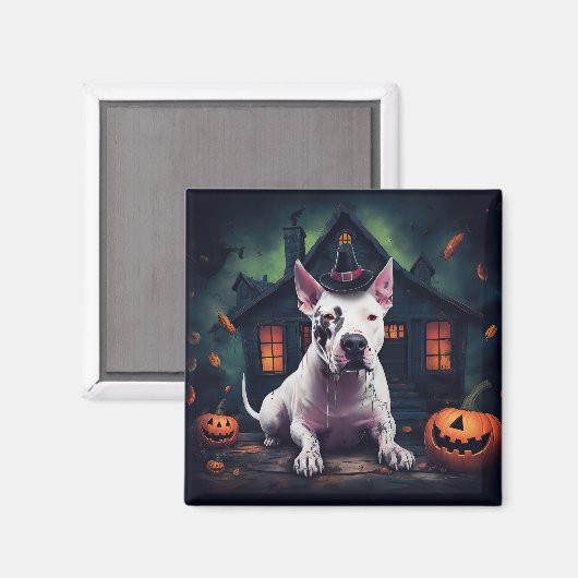 Bull Terrier Pumpkins Halloween Beängstigend Magnet (Vorderseite/Rückseite)
