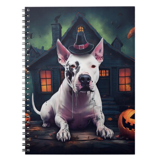 Bull Terrier Pumpkins Halloween Beängstigend Notizblock (Vorderseite)