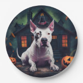 Bull Terrier Pumpkins Halloween Beängstigend Pappteller (Vorderseite)