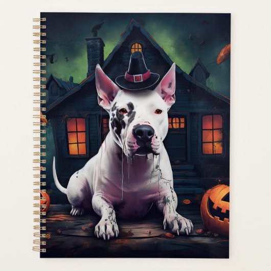 Bull Terrier Pumpkins Halloween Beängstigend Planer (Vorderseite)