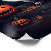 Bull Terrier Pumpkins Halloween Beängstigend Poster (Ecke)