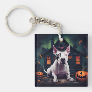 Bull Terrier Pumpkins Halloween Beängstigend Schlüsselanhänger