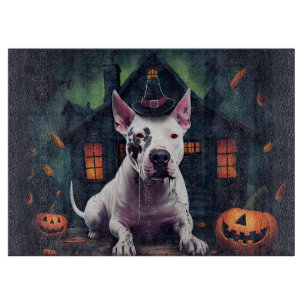 Bull Terrier Pumpkins Halloween Beängstigend Schneidebrett