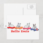 Bull Terrier Puppy Train Postkarte (Vorne/Hinten)