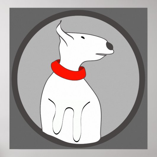 BULL TERRIER RED COLLAR PUPPY POSTER (Vorne)