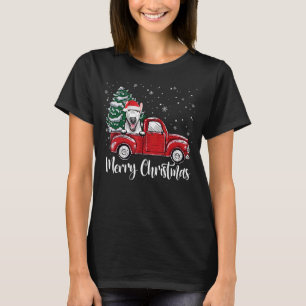 Bull Terrier Red Truck Weihnachtsbaum Xmas Dog T-Shirt