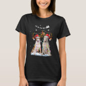 Bull Terrier Rentier Weihnachtsmannmütze Xmas Ligh T-Shirt (Vorderseite)