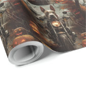 Bull Terrier Riding Motorrad Halloween Beängstigen Geschenkpapier (Rolleneckpunkt)