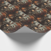 Bull Terrier Riding Motorrad Halloween Beängstigen Geschenkpapier (Ecke)