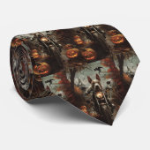 Bull Terrier Riding Motorrad Halloween Beängstigen Krawatte (Gerollt)