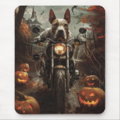 Bull Terrier Riding Motorrad Halloween Beängstigen Mousepad (Vorne)