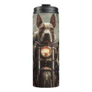 Bull Terrier Riding Motorrad Halloween Beängstigen Thermosbecher