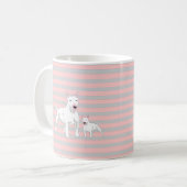 Bull Terrier-rosa Hintergrund Kaffeetasse (Vorderseite Links)