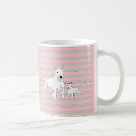 Bull Terrier-rosa Hintergrund Kaffeetasse (Rechts)