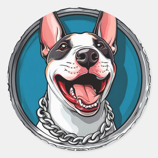 Bull Terrier Runder Aufkleber (Vorderseite)
