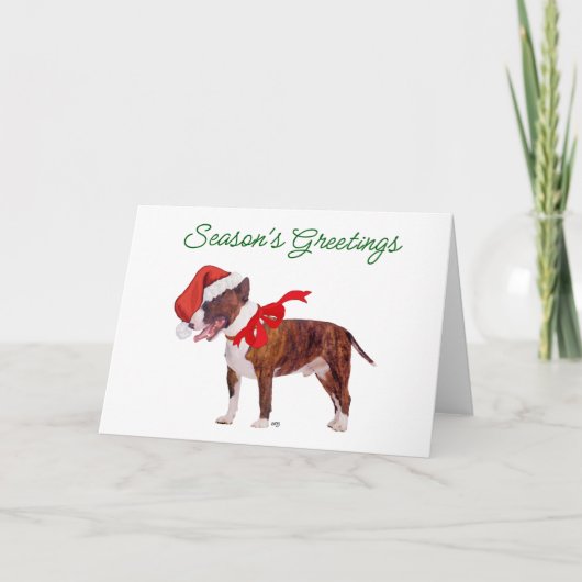 Bull Terrier Santa Feiertagskarte (Vorderseite)