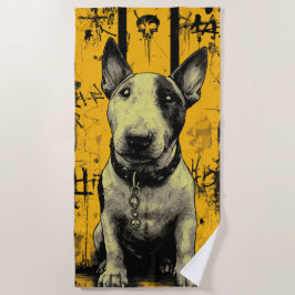 Bull Terrier Schädel Grunge Kunst Strandtuch