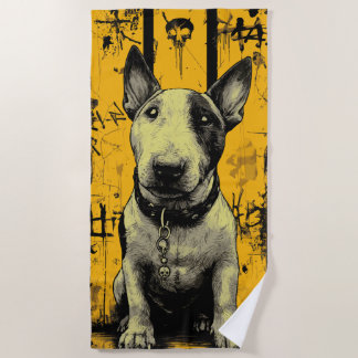 Bull Terrier Schädel Grunge Kunst Strandtuch