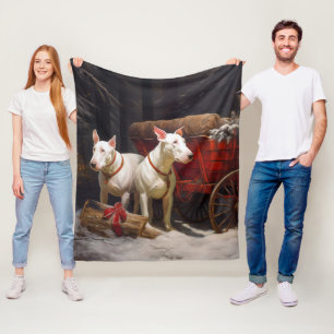 Bull Terrier Schnee-Schlitten Weihnachtsdekoration Fleecedecke