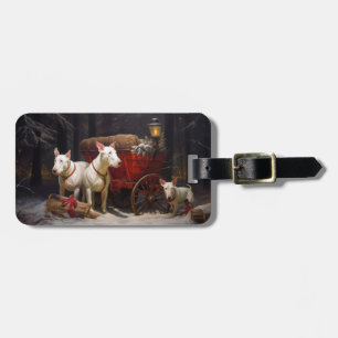 Bull Terrier Schnee Schlitten Weihnachtsdekoration Gepäckanhänger