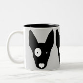 BULL TERRIER: SCHWARZE UND WEISSE GRAFIKBILDUNG ZWEIFARBIGE TASSE (Links)