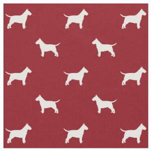 Bull Terrier Silhouetten Muster Rot und Weiß Stoff