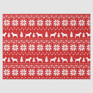 Bull Terrier Silhouetten Weihnachtsmuster Red Seidenpapier