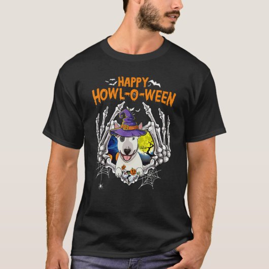 Bull Terrier Skeleton Herzenslust Howl O Weekly Co T-Shirt (Vorderseite)
