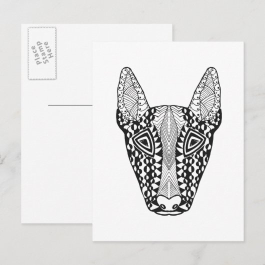 Bull Terrier Sketch Postkarte (Vorne/Hinten)