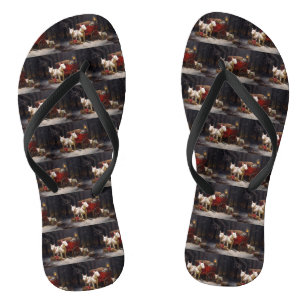 Bull Terrier Snowy Sleigh Weihnachtsdekor Badesandalen