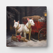 Bull Terrier Snowy Sleigh Weihnachtsdekor Fotoplatte (Vorderseite)