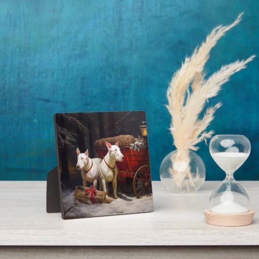 Bull Terrier Snowy Sleigh Weihnachtsdekor Fotoplatte (InSitu)