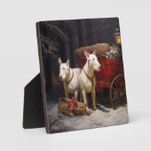 Bull Terrier Snowy Sleigh Weihnachtsdekor Fotoplatte (Vorderseite)