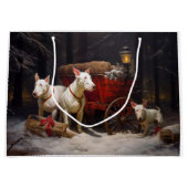 Bull Terrier Snowy Sleigh Weihnachtsdekor Große Geschenktüte (Vorderseite)