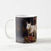 Bull Terrier Snowy Sleigh Weihnachtsdekor Kaffeetasse (Links)