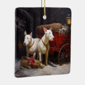 Bull Terrier Snowy Sleigh Weihnachtsdekor Keramikornament (Rechts)