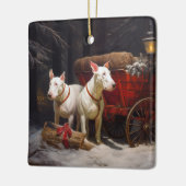 Bull Terrier Snowy Sleigh Weihnachtsdekor Keramikornament (Links)