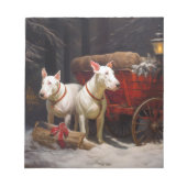 Bull Terrier Snowy Sleigh Weihnachtsdekor Notizblock (Vorderseite)