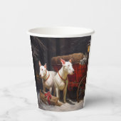 Bull Terrier Snowy Sleigh Weihnachtsdekor Pappbecher (Rückseite)