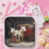 Bull Terrier Snowy Sleigh Weihnachtsdekor Pappteller (Party)