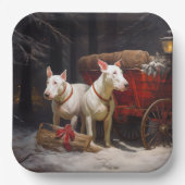 Bull Terrier Snowy Sleigh Weihnachtsdekor Pappteller (Vorderseite)