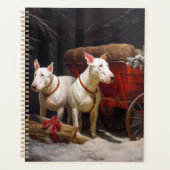Bull Terrier Snowy Sleigh Weihnachtsdekor Planer (Vorderseite)