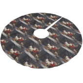 Bull Terrier Snowy Sleigh Weihnachtsdekor Polyester Weihnachtsbaumdecke (Schrägansicht)