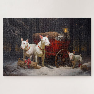 Bull Terrier Snowy Sleigh Weihnachtsdekor Puzzle