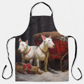Bull Terrier Snowy Sleigh Weihnachtsdekor Schürze (Vorderseite)