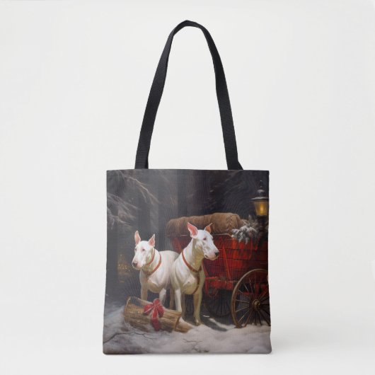Bull Terrier Snowy Sleigh Weihnachtsdekor Tasche (Vorderseite)
